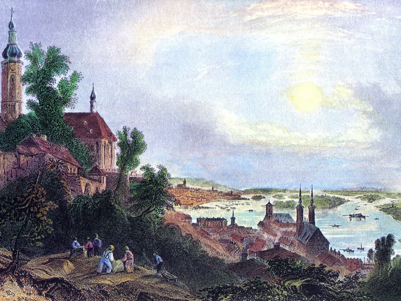 1809-William Henry Bartlett - Veduta di Budapest dall'osservatorio, circa 1840
